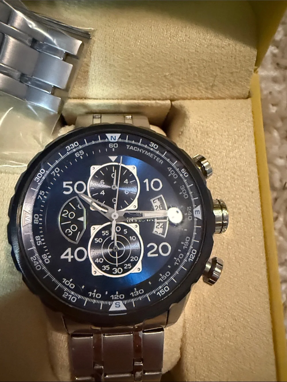 Invicta Men’s Silver Bracelet Watch with Blue Dial